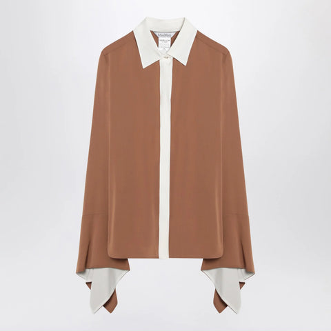 Max Mara Camel silk colour-block shirt