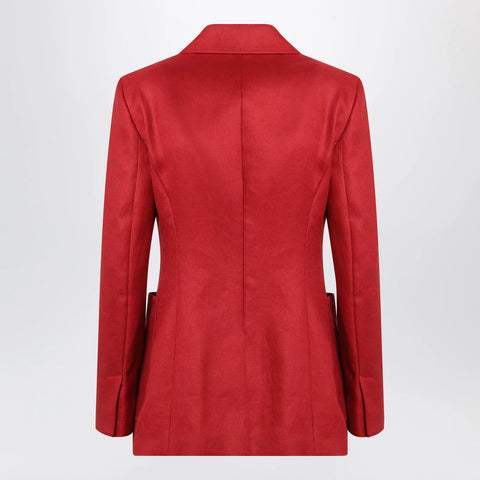 Max Mara Semi-fitted single-breasted blazer in red linen