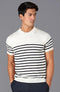 Mens 100% Ultra Fine Cotton Breton Short Sleeve Polo Shirt-Shirts-Paul James Knitwear-S-Ecru-Urbanheer