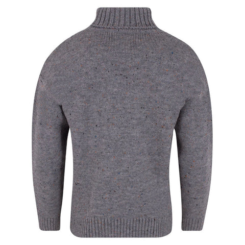 Mens British Wool Submariner Roll Neck Jumper Dark Grey Nepp-Jumper-Paul James Knitwear-L-Dark Grey Nepp-Urbanheer