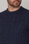 Mens Chunky Merino Wool Cable Jumper Navy-Jumper-Paul James Knitwear-S-Navy-Urbanheer