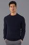 Mens Cotton Fisherman Rib Knit Jumper Navy-Jumper-Paul James Knitwear-XS-Urbanheer