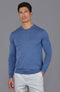 Mens Extra Fine Merino Wool Crew Neck Jumper Denim Blue-Jumper-Paul James Knitwear-S-Urbanheer