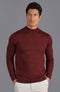 Mens Extra Fine Merino Wool Mock Turtleneck Jumper Burgundy-Jumper-Paul James Knitwear-L-Urbanheer