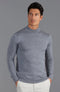 Mens Extra Fine Merino Wool Mock Turtleneck Jumper Mid Grey-Jumper-Paul James Knitwear-S-Urbanheer
