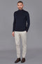Mens Extra Fine Merino Wool Mock Turtleneck Jumper Navy-Jumper-Paul James Knitwear-S-Urbanheer