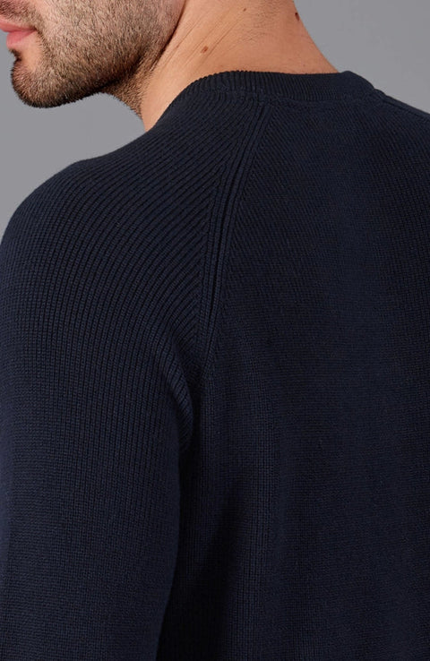 Mens Lightweight Cotton Fisherman Rib Jumper Navy-Jumper-Paul James Knitwear-L-Navy-Urbanheer