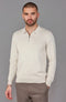 Mens Lightweight Cotton Zip Neck Polo Shirt Ecru-Shirts-Paul James Knitwear-L-Ecru-Urbanheer