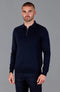 Mens Lightweight Cotton Zip Neck Polo Shirt Navy-Shirts-Paul James Knitwear-S-Black-Urbanheer