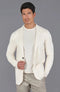 Mens Lightweight Mercerised Cotton Knitted Blazer Ecru-Blazer-Paul James Knitwear-S-Regular-Ecru-Urbanheer