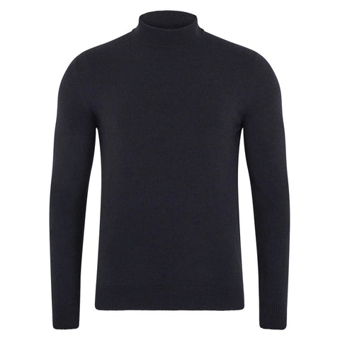 Mens Lightweight Merino Cashmere Mock Turtle Neck Jumper Submarine Navy-Jumper-Paul James Knitwear-S-Submarine Navy-Urbanheer