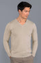 Mens Lighweight Cotton V-Neck Jumper-Jumper-Paul James Knitwear-S-Linen-Urbanheer