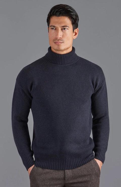 Mens Merino Cashmere Submariner Roll Neck Jumper-Jumper-Paul James Knitwear-S-Urbanheer