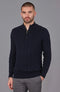 Mens Midweight Cotton Cable Zip Neck Jumper Navy-Jumper-Paul James Knitwear-S-Navy-Urbanheer