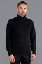 Mens Midweight Cotton Fitted Submariner Roll Neck Jumper Black-Jumper-Paul James Knitwear-S-Black-Urbanheer