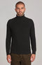Mens Midweight Cotton Ribbed Roll Neck Jumper Black-Jumper-Paul James Knitwear-S-Black-Urbanheer