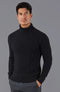 Mens Midweight Cotton Roll Neck Cable Jumper Black-Jumper-Paul James Knitwear-S-Black-Urbanheer