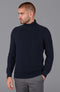 Mens Midweight Cotton Roll Neck Cable Jumper Navy-Jumper-Paul James Knitwear-S-Navy-Urbanheer