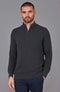 Mens Midweight Cotton Zip Neck Jumper Anthracite Grey-Jumper-Paul James Knitwear-S-Urbanheer