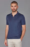 Mens Superfine Merino Silk Buttonless Polo Shirt Slate Blue-Polo Shirt-Paul James Knitwear-M-Urbanheer