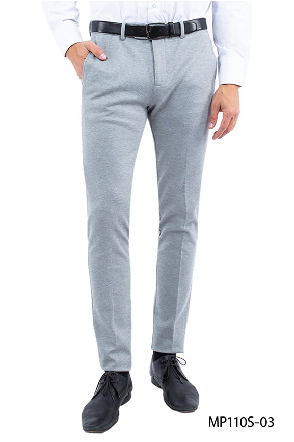 Mens Trousers Super Comfort Flex Dress Pants, Knit Grey from Suits