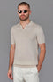 Mens Ultra Fine Cotton Buttonless Polo Shirt Birch-Polo Shirt-Paul James Knitwear-S-Birch-Urbanheer