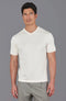 Mens Ultra Fine Cotton High V Neck Knitted T-Shirt Ecru-T-Shirt-Paul James Knitwear-S-Ecru-Urbanheer