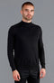 Mens Ultra Fine Cotton Mock Turtle Neck Jumper Black-Jumper-Paul James Knitwear-XS-Urbanheer
