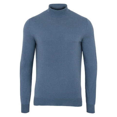Mens Ultra Fine Cotton Mock Turtle Neck Jumper Bluestone-Jumper-Paul James Knitwear-S-Urbanheer