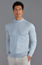 Mens Ultra Fine Cotton Mock Turtle Neck Jumper Chalk Blue-Jumper-Paul James Knitwear-XS-Urbanheer