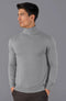 Mens Ultra Fine Cotton Roll Neck Jumper Ash Grey-Jumper-Paul James Knitwear-XS-Urbanheer