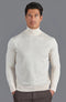 Mens Ultra Fine Cotton Roll Neck Jumper Ecru-Jumper-Paul James Knitwear-XS-Urbanheer