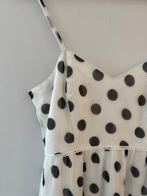 Midi Polka Dot Summer Dress - White/Black