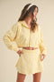 Mineral Wash Oversized Crop Hoodie - Yellow
