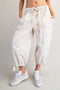 Mineral Washed Tied Cuffed Jogger Pants