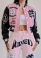 Mixed Emotions Multi Patches Varsity Jacket-Jacket-First Row-S-Pink-Urbanheer