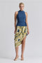 Mock Neck Asymmetric Draped Midi Dress