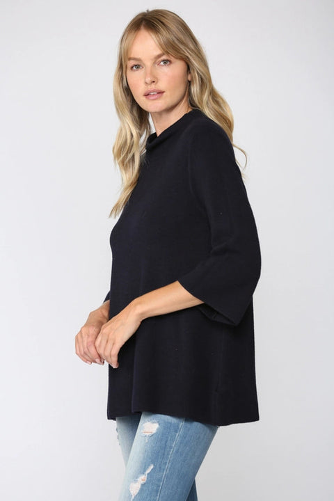 Mock Neck Pull Over Sweater/Bell Sleeve NAVY-Sweater-FATE-S-NAVY-Urbanheer