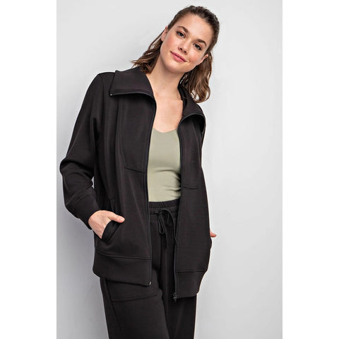 Modal Poly Full Zip Jacket Black-Jacket-Rae Mode-S-Urbanheer