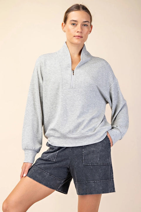 Modal Poly Span Scuba Luxe Half Zip Jacket H Grey-Jacket-Rae Mode-S-Urbanheer