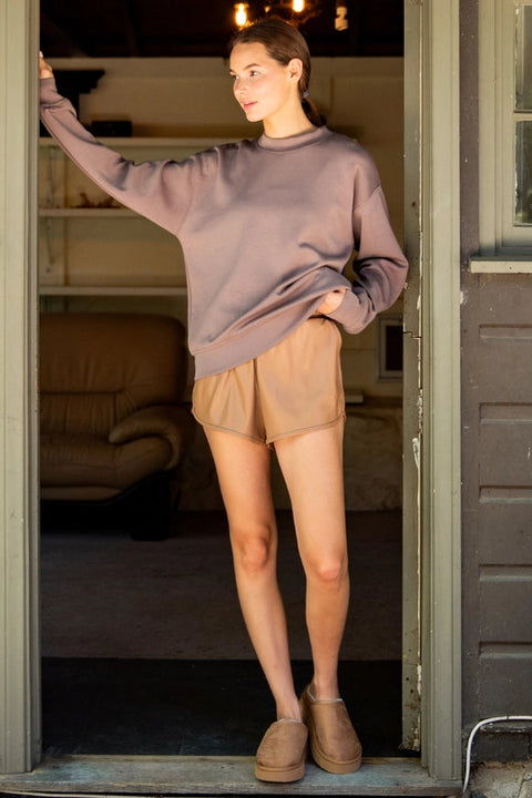 Modal Poly Span Scuba Mock Neck Pullover Mocha-Pullover-Rae Mode-S-Urbanheer