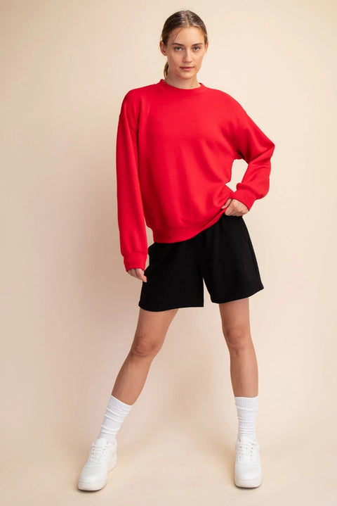 Modal Poly Span Scuba Mock Neck Pullover True Red-Pullover-Rae Mode-S-Urbanheer