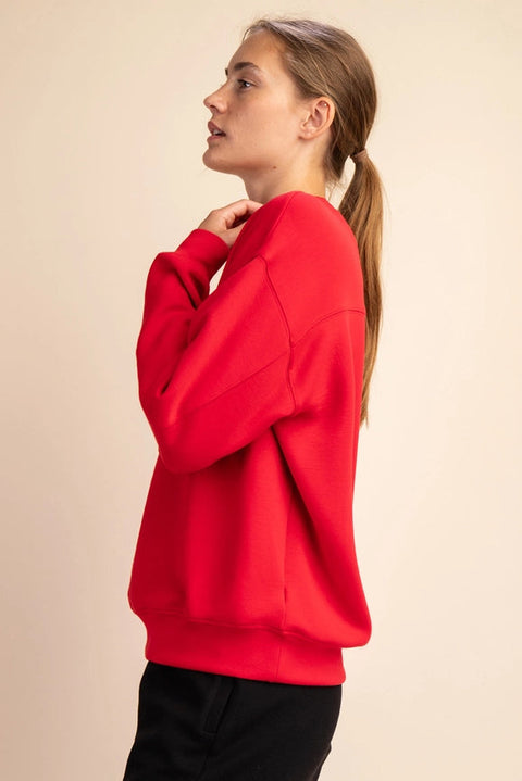 Modal Poly Span Scuba Mock Neck Pullover True Red-Pullover-Rae Mode-S-Urbanheer