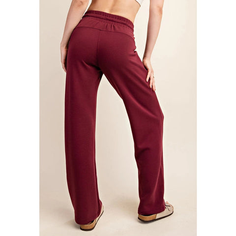 Modal Poly Span Scuba Straight Pant Wine-Pant-Rae Mode-S-Urbanheer