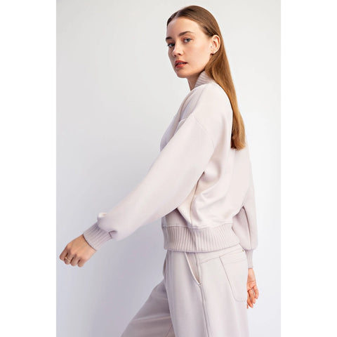 Modal Scuba Luxe V-Neck Top Mocha Cream
