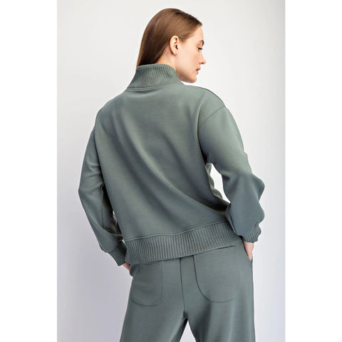 Modal Scuba Luxe V-Neck Top Sage Leaf