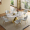Modern White Sintered Stone Dining Table with Gold Stainless Steel Base