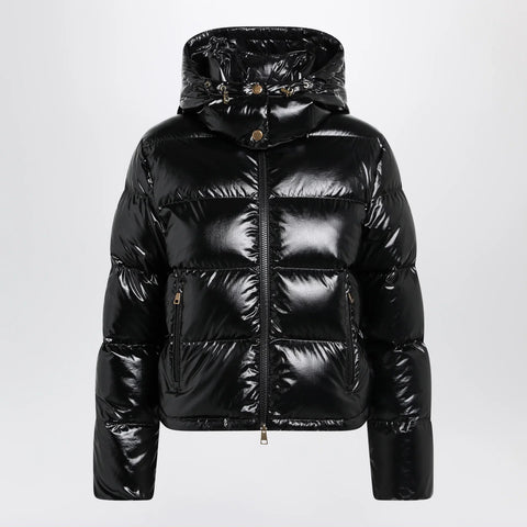 Moncler Niveole cropped down jacket in glossy nylon black