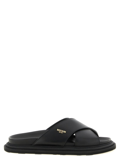 Moschino Leather Sabots With Logo