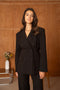 Nikki Black Double-Breasted Blazer, Fitted with A Nipped Waist